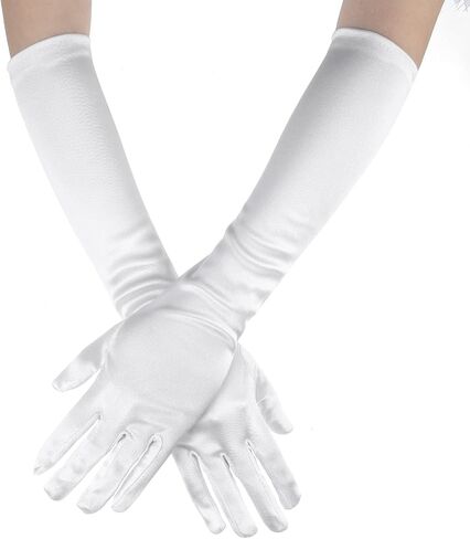 White Princess Gloves for Little Girls Kids White Long Satin Gloves Princess Dress Up Glove for First Holy Communion Halloween Birthday Wedding Costume Party Glove for 3 4 5 6 Year Old Toddler Girls in Kuwait