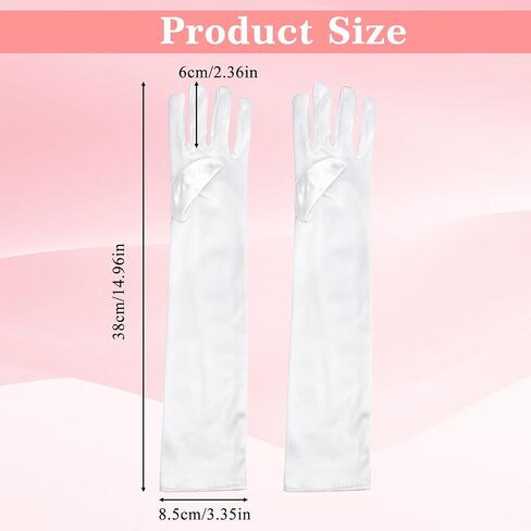 White Princess Gloves for Little Girls Kids White Long Satin Gloves Princess Dress Up Glove for First Holy Communion Halloween Birthday Wedding Costume Party Glove for 3 4 5 6 Year Old Toddler Girls in Kuwait