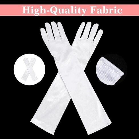 White Princess Gloves for Little Girls Kids White Long Satin Gloves Princess Dress Up Glove for First Holy Communion Halloween Birthday Wedding Costume Party Glove for 3 4 5 6 Year Old Toddler Girls in Kuwait