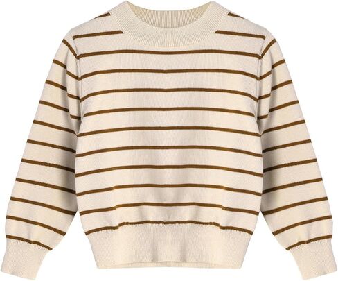 Boys Striped Sweater Long Sleeve Knit Pullover, Soft Crewneck Fall Winter Top for Toddler Little Kids Age 3-7 in Kuwait