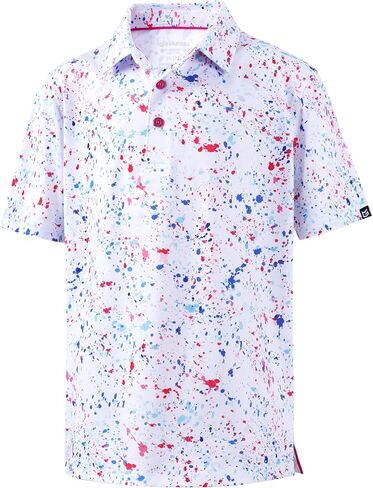 G Gradual Boys Golf Shirts Performance Short Sleeve Print Polo Collared Lightweight Soft Youth Kids Shirt for Dress Casual in Kuwait