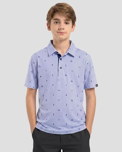 G Gradual Boys Golf Shirts Performance Short Sleeve Print Polo Collared Lightweight Soft Youth Kids Shirt for Dress Casual in Kuwait