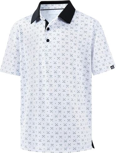 G Gradual Boys Golf Shirts Performance Short Sleeve Print Polo Collared Lightweight Soft Youth Kids Shirt for Dress Casual in Kuwait