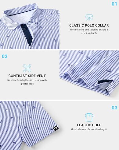 G Gradual Boys Golf Shirts Performance Short Sleeve Print Polo Collared Lightweight Soft Youth Kids Shirt for Dress Casual in Kuwait
