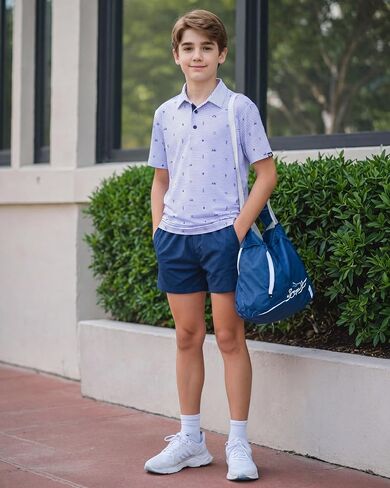 G Gradual Boys Golf Shirts Performance Short Sleeve Print Polo Collared Lightweight Soft Youth Kids Shirt for Dress Casual in Kuwait