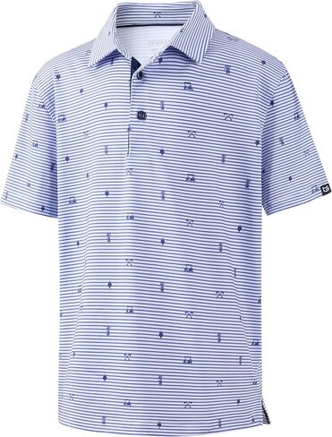 G Gradual Boys Golf Shirts Performance Short Sleeve Print Polo Collared Lightweight Soft Youth Kids Shirt for Dress Casual in Kuwait