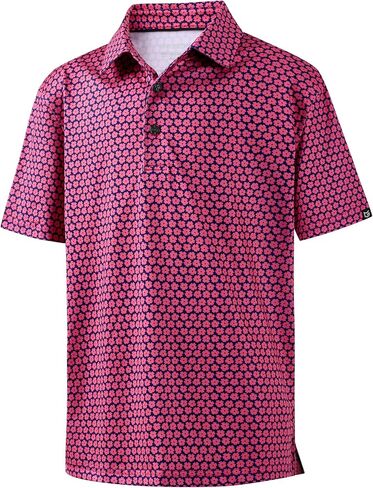 G Gradual Boys Golf Shirts Performance Short Sleeve Print Polo Collared Lightweight Soft Youth Kids Shirt for Dress Casual in Kuwait