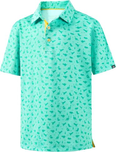 G Gradual Boys Golf Shirts Performance Short Sleeve Print Polo Collared Lightweight Soft Youth Kids Shirt for Dress Casual in Kuwait