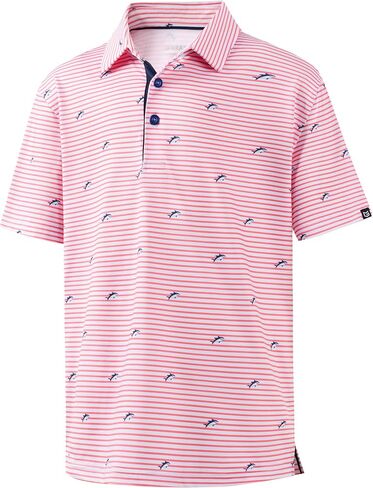 G Gradual Boys Golf Shirts Performance Short Sleeve Print Polo Collared Lightweight Soft Youth Kids Shirt for Dress Casual in Kuwait