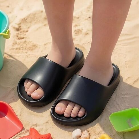 Kids Cloud Slides Pillow Slippers for Boys Girls,Non-Slip Shower Shoes for Indoor Outdoor,Bathroom Pool Sandals Summer Beach Lightweight Comfort Thick Sole Slipper in Kuwait