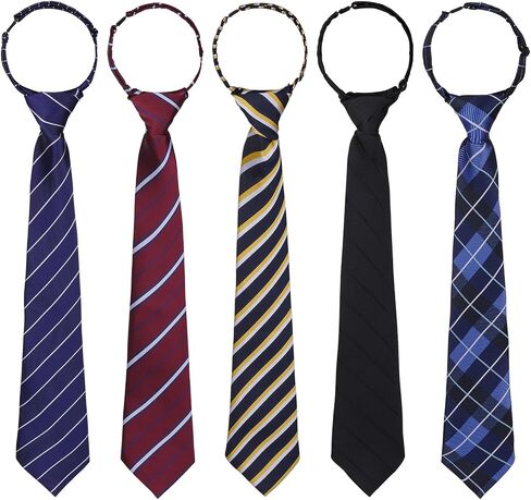 Sucrain 5pcs Boy's Necktie Pre-tied Adjustable Neck Strap Tie for Graduation School Uniforms Wedding Cosplay in Kuwait