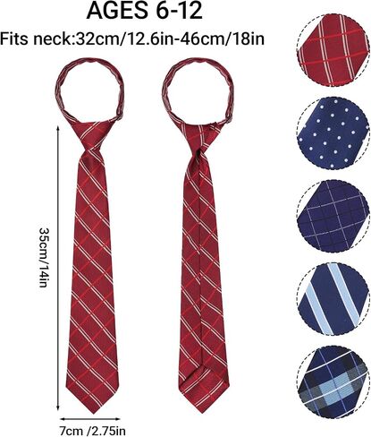 Sucrain 5pcs Boy's Necktie Pre-tied Adjustable Neck Strap Tie for Graduation School Uniforms Wedding Cosplay in Kuwait