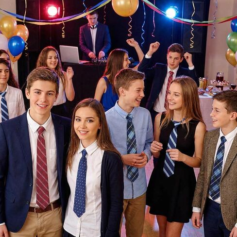 Sucrain 5pcs Boy's Necktie Pre-tied Adjustable Neck Strap Tie for Graduation School Uniforms Wedding Cosplay in Kuwait