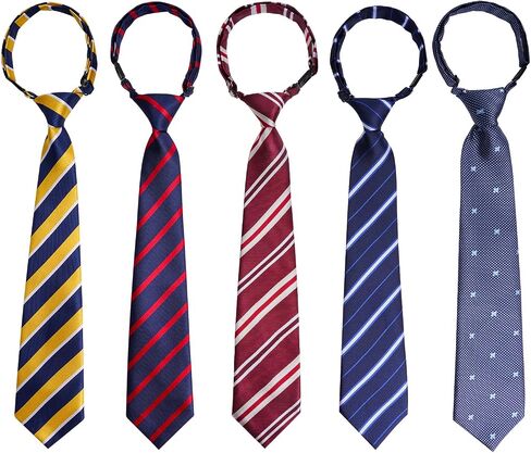 Sucrain 5pcs Boy's Necktie Pre-tied Adjustable Neck Strap Tie for Graduation School Uniforms Wedding Cosplay in Kuwait