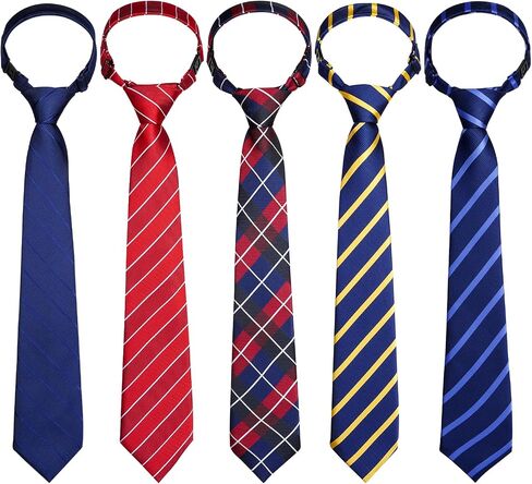 Sucrain 5pcs Boy's Necktie Pre-tied Adjustable Neck Strap Tie for Graduation School Uniforms Wedding Cosplay in Kuwait