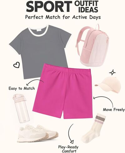 Girls Bike Shorts 6 Pack Toddler Biker Shorts Soft Stretchy Cartwheel Undershorts for Under Dresses and Dance in Kuwait