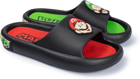 Ground Up Super Mario Youth Soccer Slides Boys Girls Kids Sandals Nintendo Character Slip-On Shower Pool Summer Casual Comfort Lightweight Sport Athletic Open Toe Non Slip Water Friendly Footwear in Kuwait