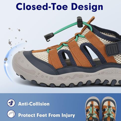 Mishansha Kids Outdoor Sport Sandals Closed Toe Adjustable Boys Girls Hiking Sandals Non-Slip Quick-Dry Water Sandal for Toddler Little Kid Big Kid in Saudi Arabia