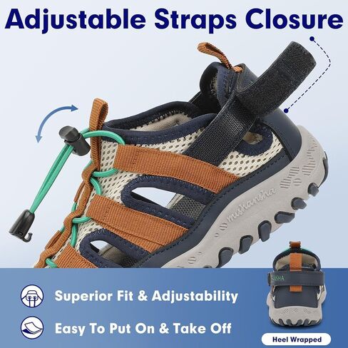 Mishansha Kids Outdoor Sport Sandals Closed Toe Adjustable Boys Girls Hiking Sandals Non-Slip Quick-Dry Water Sandal for Toddler Little Kid Big Kid in Saudi Arabia