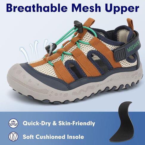 Mishansha Kids Outdoor Sport Sandals Closed Toe Adjustable Boys Girls Hiking Sandals Non-Slip Quick-Dry Water Sandal for Toddler Little Kid Big Kid in Saudi Arabia