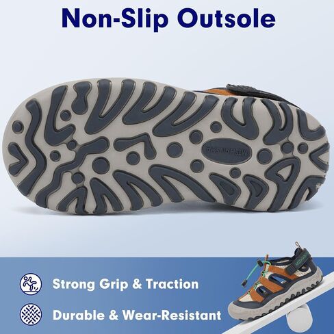 Mishansha Kids Outdoor Sport Sandals Closed Toe Adjustable Boys Girls Hiking Sandals Non-Slip Quick-Dry Water Sandal for Toddler Little Kid Big Kid in Saudi Arabia