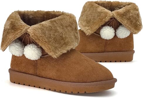 sharllen Girls Winter Boots Warm Toddler Snow Boots Cozy Fuzzy Kids Ankle Boots Boys Outdoor Fashion Booties Shoes for Little Big Kid in Saudi Arabia