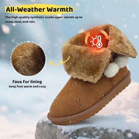 sharllen Girls Winter Boots Warm Toddler Snow Boots Cozy Fuzzy Kids Ankle Boots Boys Outdoor Fashion Booties Shoes for Little Big Kid in Saudi Arabia