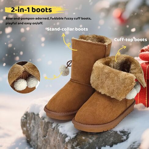 sharllen Girls Winter Boots Warm Toddler Snow Boots Cozy Fuzzy Kids Ankle Boots Boys Outdoor Fashion Booties Shoes for Little Big Kid in Saudi Arabia