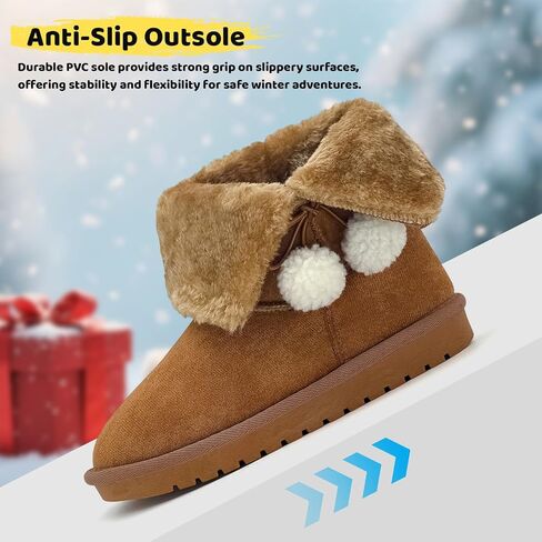 sharllen Girls Winter Boots Warm Toddler Snow Boots Cozy Fuzzy Kids Ankle Boots Boys Outdoor Fashion Booties Shoes for Little Big Kid in Saudi Arabia