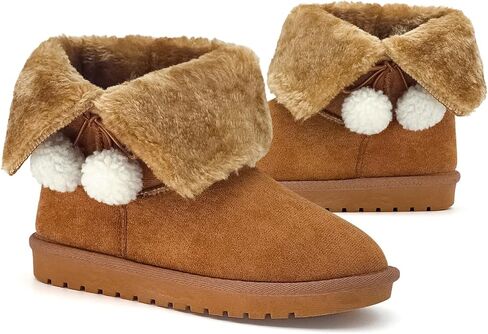 sharllen Girls Winter Boots Warm Toddler Snow Boots Cozy Fuzzy Kids Ankle Boots Boys Outdoor Fashion Booties Shoes for Little Big Kid in Saudi Arabia