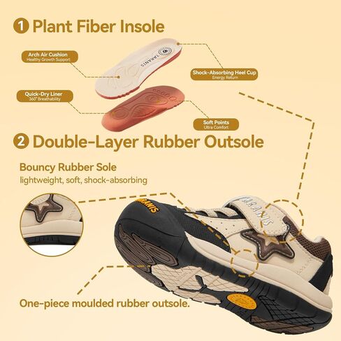 TARANIS Toddler Outdoor Hiking Shoes Toe Protection and Arch Support, Wide Toe Box Non-Slip Walking Shoes for Boys Girls Sneakers in Saudi Arabia