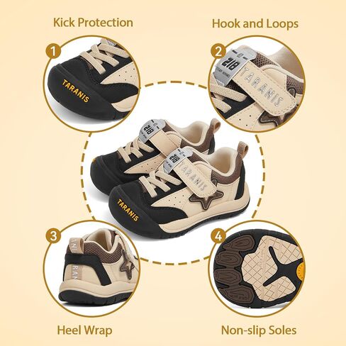 TARANIS Toddler Outdoor Hiking Shoes Toe Protection and Arch Support, Wide Toe Box Non-Slip Walking Shoes for Boys Girls Sneakers in Saudi Arabia