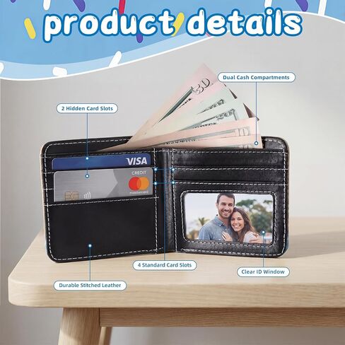 Hsei 3 Pcs Baseball Ice Cream Drip Wallets Youth Baseball Ice Cream Drip Party Favors PU Leather Bifold Teen Wallet with ID Window, Slim Credit Card Cash Holder, Birthday Travel Gifts for Sports Team in Kuwait