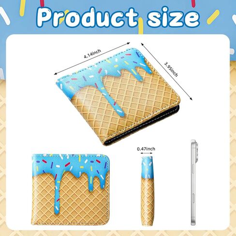 Hsei 3 Pcs Baseball Ice Cream Drip Wallets Youth Baseball Ice Cream Drip Party Favors PU Leather Bifold Teen Wallet with ID Window, Slim Credit Card Cash Holder, Birthday Travel Gifts for Sports Team in Kuwait
