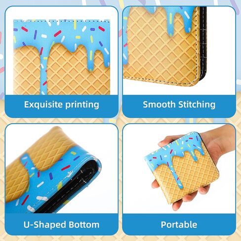 Hsei 3 Pcs Baseball Ice Cream Drip Wallets Youth Baseball Ice Cream Drip Party Favors PU Leather Bifold Teen Wallet with ID Window, Slim Credit Card Cash Holder, Birthday Travel Gifts for Sports Team in Kuwait