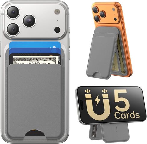 for MagSafe Wallet with Stand, 5 Card Holder, Slim Leather Magnetic Wallet for iPhone 17/16/15/14/13/12 Pro Max Plus Air Series, 3 Card Slots & 1 Cash Slot,Black in Saudi Arabia