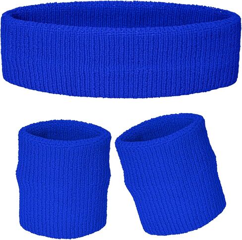 Sucrain 3 Pieces Sweatbands Set, 1 Pieces Sports Headband and 2 Pieces Wristbands,Wicking Sweat Head Band for Youth Boys Girls in Kuwait