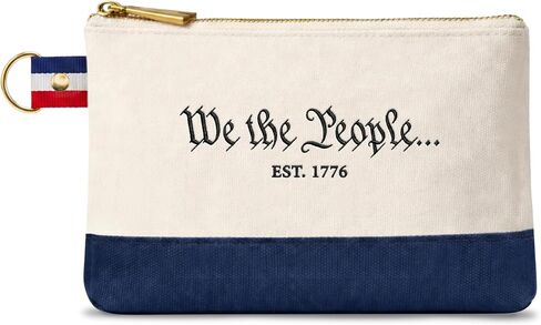 America 250 - We The People - Canvas Pouch Bag – Officially Licensed Commemorative 250th Anniversary – Durable Canvas, Gold Zipper, Navy Bottom, Compact Essentials Organizer in Saudi Arabia