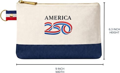 America 250 - We The People - Canvas Pouch Bag – Officially Licensed Commemorative 250th Anniversary – Durable Canvas, Gold Zipper, Navy Bottom, Compact Essentials Organizer in Saudi Arabia