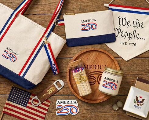 America 250 - We The People - Canvas Pouch Bag – Officially Licensed Commemorative 250th Anniversary – Durable Canvas, Gold Zipper, Navy Bottom, Compact Essentials Organizer in Saudi Arabia