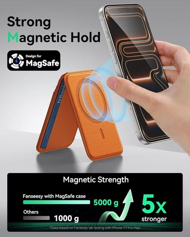 for MagSafe Wallet with Stand, 5 Card Holder, Slim Leather Magnetic Wallet for iPhone 17/16/15/14/13/12 Pro Max Plus Air Series, 3 Card Slots & 1 Cash Slot,Brown in Saudi Arabia
