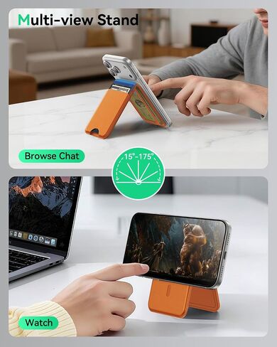 for MagSafe Wallet with Stand, 5 Card Holder, Slim Leather Magnetic Wallet for iPhone 17/16/15/14/13/12 Pro Max Plus Air Series, 3 Card Slots & 1 Cash Slot,Brown in Saudi Arabia