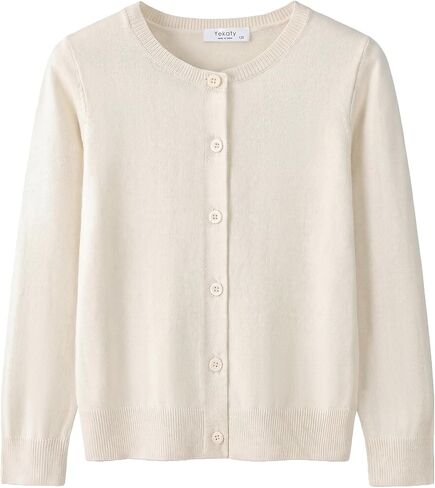 Yekaty Girls Sweaters Long Sleeve Cardigan Shrugs Button Knit School Uniforms Tops for Toddler Kids 4-12 Years in Kuwait