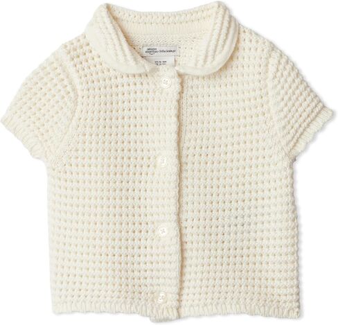 Amazon Essentials x Sofia Grainge Toddlers and Baby Girls' Cotton Short Sleeve Button Front Sweater with Peter Pan Collar in Kuwait