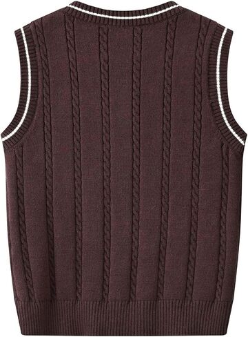 Boys and Toddler's V-Neck Cable Knit Sweater Vest Kids Girls Sleeveless Pullover School Uniform Sweater Vest Fall Clothes in Kuwait