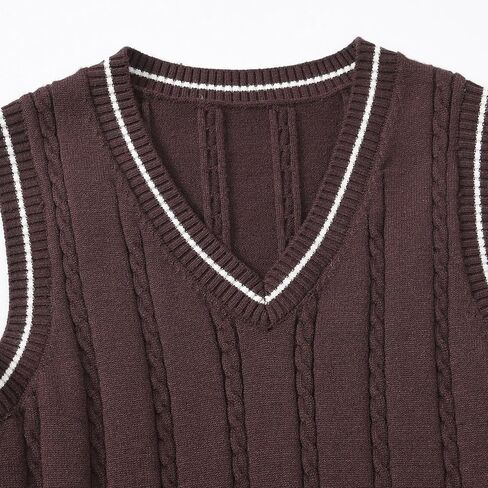 Boys and Toddler's V-Neck Cable Knit Sweater Vest Kids Girls Sleeveless Pullover School Uniform Sweater Vest Fall Clothes in Kuwait