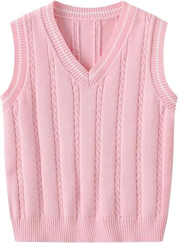 JOFOW Kids Vest Boys Sweater Vest Knit V-Neck Knitted Stripe Knitted Tank Top in Saudi Arabia