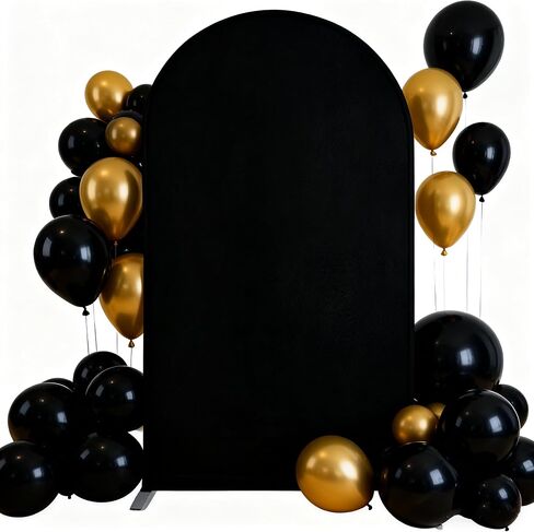 Irisbell Plaid Arch Backdrop Cover 7.2FT Spandex Fitted Checked Racing Car Party Truck Theme Decorations Arch Backdrop Covers for Baby Shower,Wedding,Birthday,Banquets (Black & White, 7.2FT) in Saudi Arabia