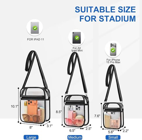 Clear Bag for Stadium Events Clear Handbag Crossbody Purse for Men Women Messenger Bag for Concerts Sports Festivals in Saudi Arabia