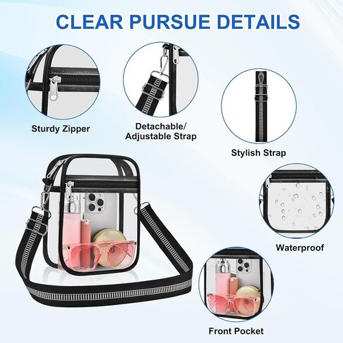 Clear Bag for Stadium Events Clear Handbag Crossbody Purse for Men Women Messenger Bag for Concerts Sports Festivals in Saudi Arabia